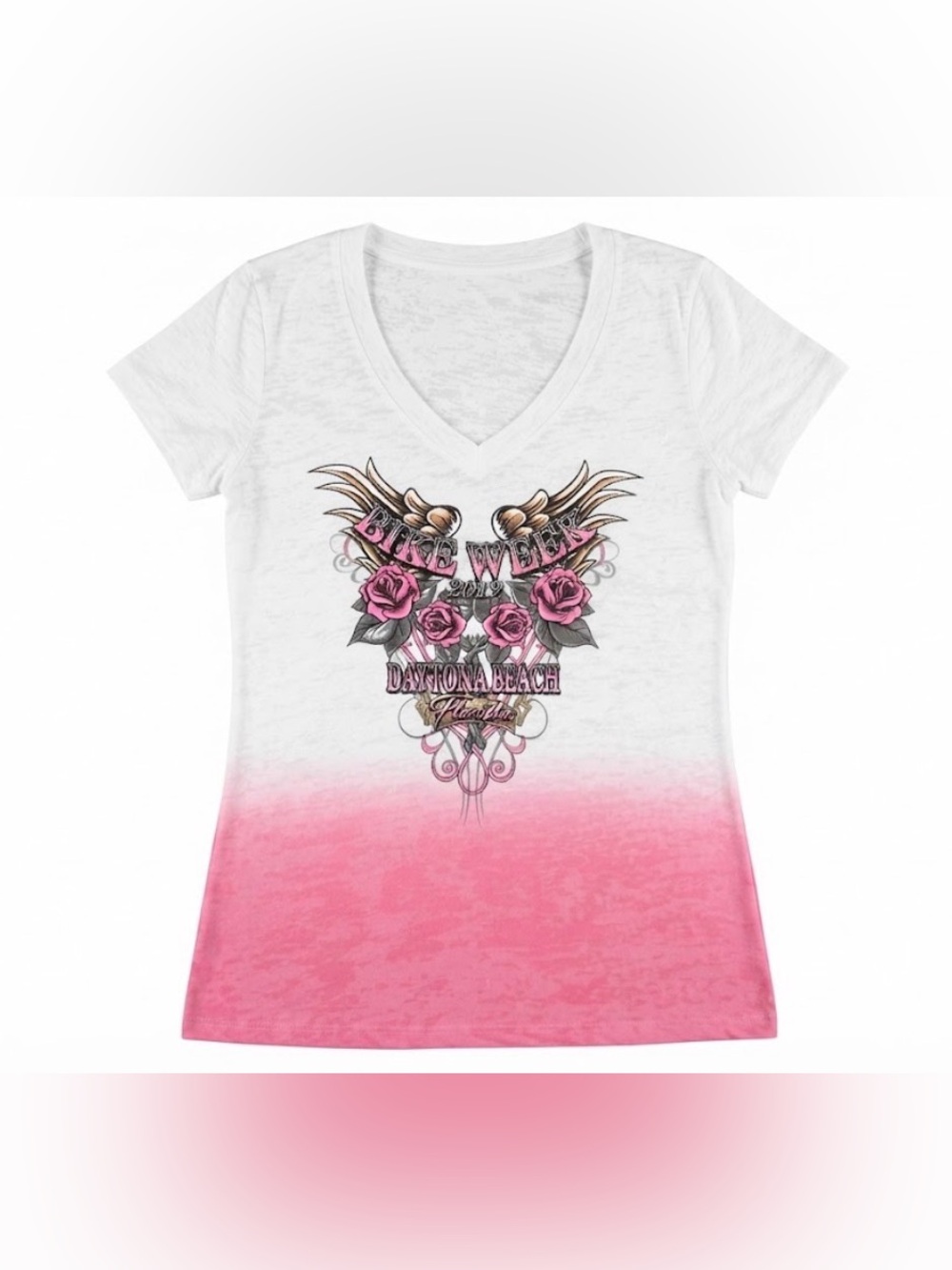 Next Level Apparel Daytona Beach Bike Week V-Neck Tee XL Festival Ombre 2019
